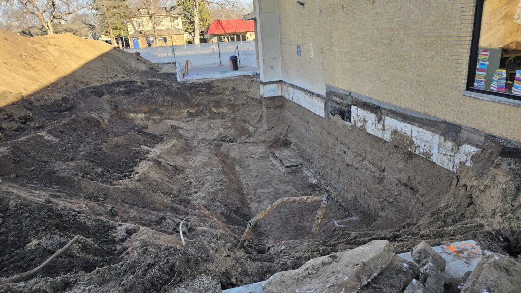 Footings and basement wall where the new emergency exit will be.